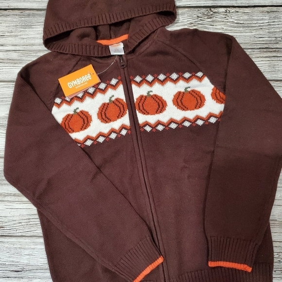 Gymboree Pumpkin Sweater Fall Harvest Hooded Zip Up Pumpkin Sweater NWT - Picture 6 of 9